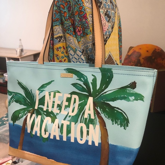 New Kate Spade I need a vacation tote. Gorgeous bag. - Picture 10 of 11